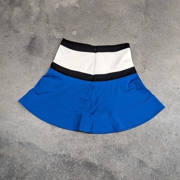Express Size 0 Color Block Black White Blue Flare Skirt - Picture 3 of 6